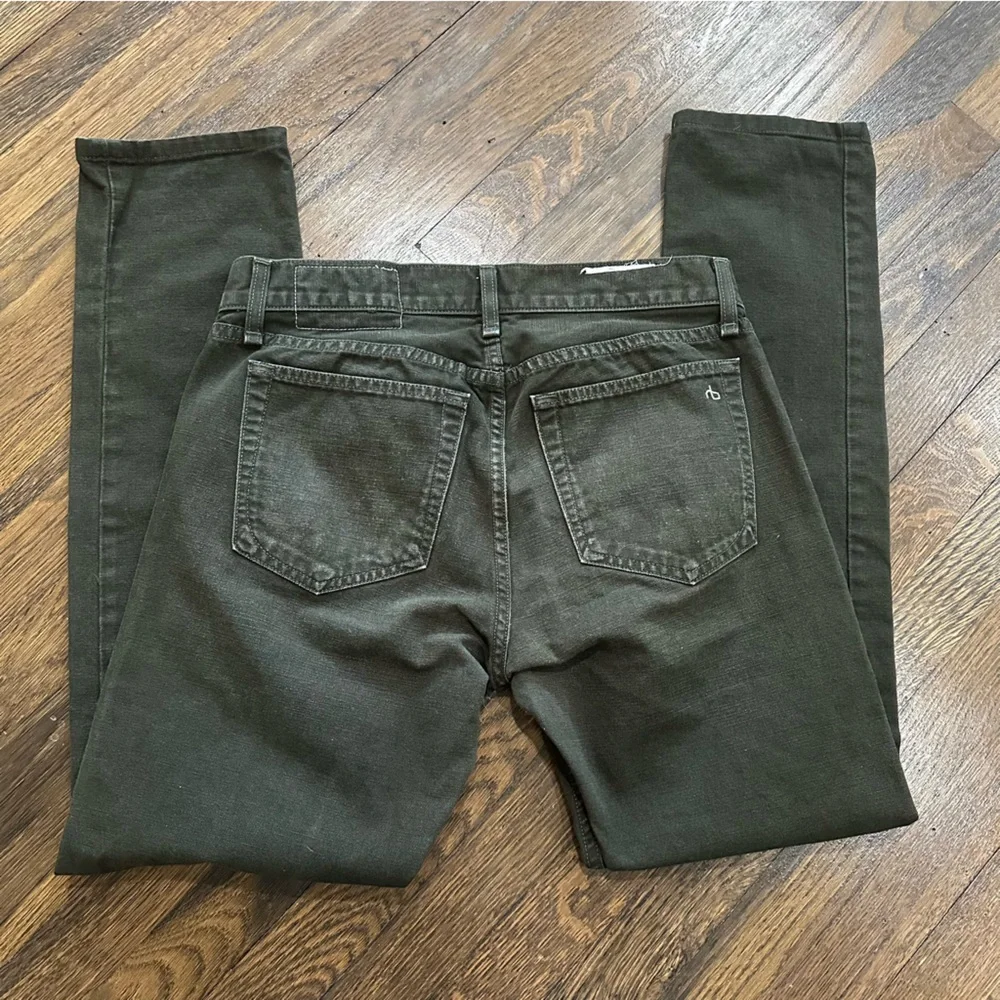 rag & bone Men's Dark Green olive Slim Jeans - Picture 10 of 11